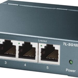 TP-Link TL-SG105, 5 Port Gigabit Unmanaged Ethernet Switch, Network Hub, Ethernet Splitter, Plug & Play, Fanless Metal Design, Shielded Ports, Traffic Optimization,Navy Blue