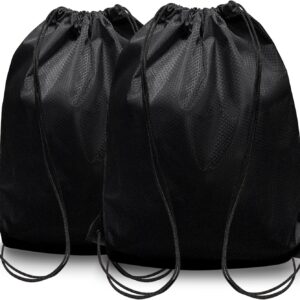 HIIXHC 2-Pack Black Drawstring Backpacks, X-Large 22.4"x17.5", Lightweight & Washable, Perfect for Gym, Sports, Travel - Men & Women (2, Black)