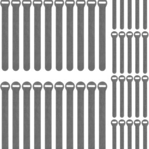 Self-Gripping Cable Ties by Wrap-It Storage, Gray, 40 Pack (5 Inch and 8 Inch Straps) – Reusable Hook and Loop Cord Organizer Cable Ties for Cord Management and Desk or Office Organization